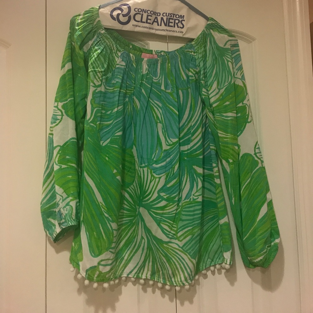 Lilly Pulitzer Leafy Green and White Blouse